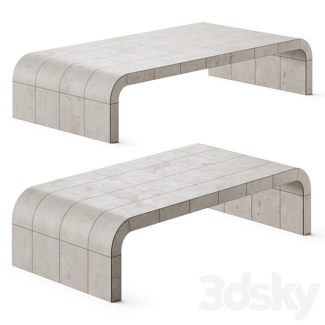 Restoration Hardware Lucien Parchment Coffee Tables 3ds Max - thumbnail 1