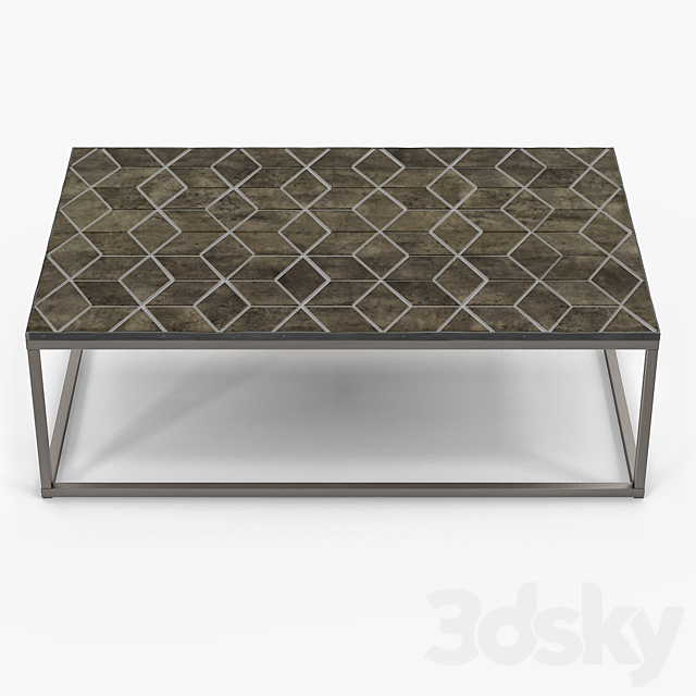 restoration hardware metall parquet coffee table 3DS Max Model - thumbnail 2