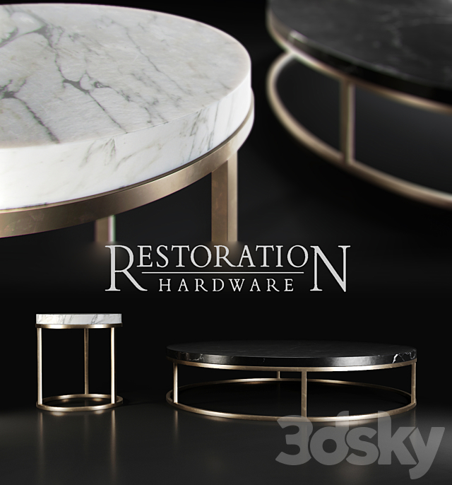 Restoration hardware nicholas marble round tables 3DS Max Model - thumbnail 2