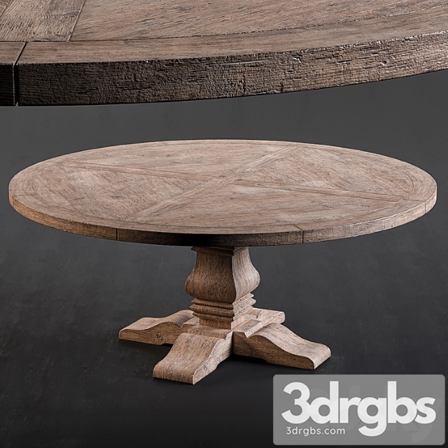 Rh salvaged wood round dining table 2 3dsmax Download - thumbnail 1