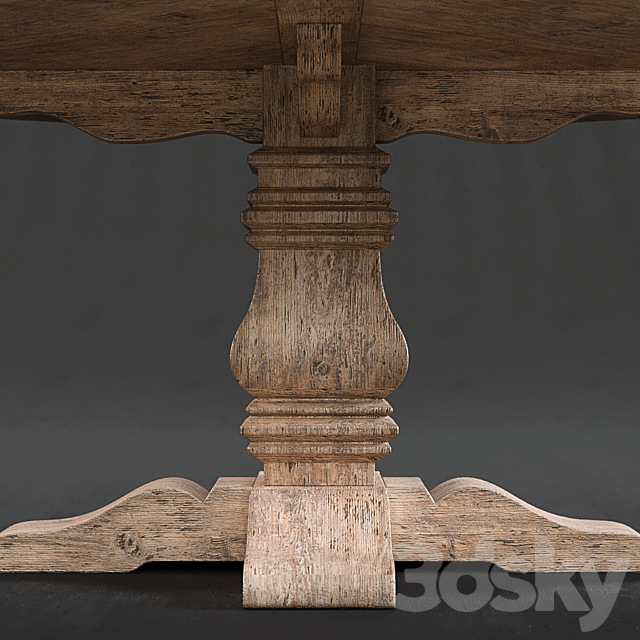 RH Salvaged Wood Round Dining Table 3DS Max Model - thumbnail 2