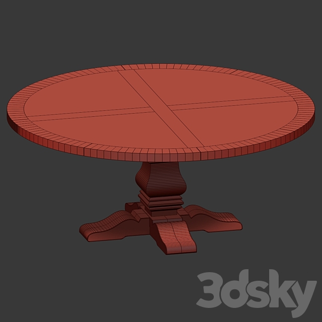 RH Salvaged Wood Round Dining Table 3DS Max Model - thumbnail 3