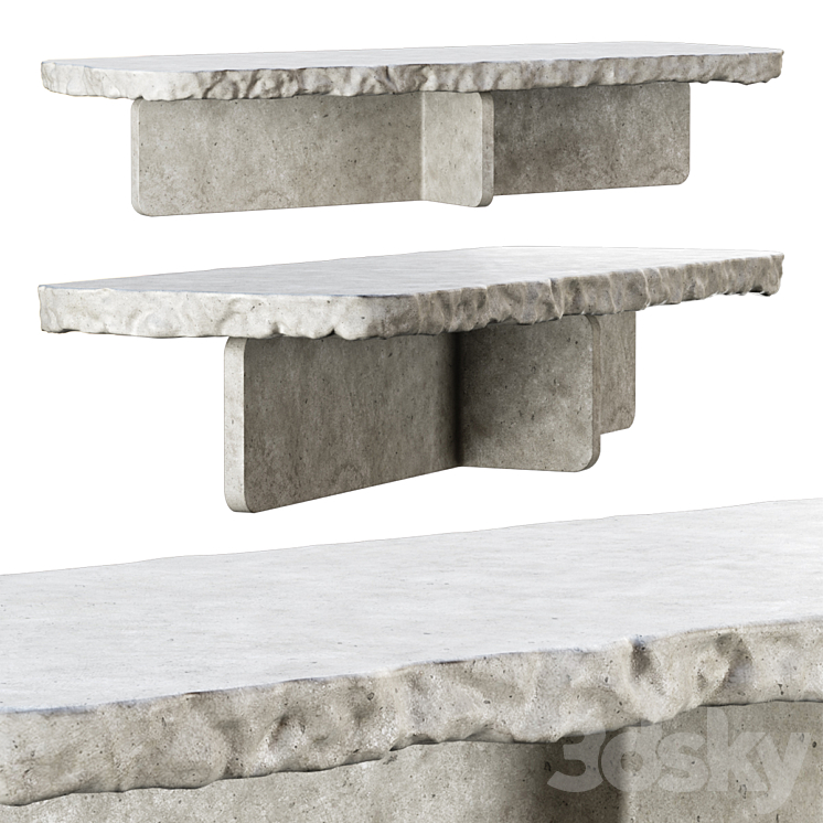 Richard concrete long table by Bpoint design \/ Concrete dining table 3DS Max Model - thumbnail 1