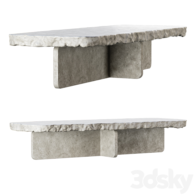 Richard concrete long table by Bpoint design \/ Concrete dining table 3DS Max Model - thumbnail 2