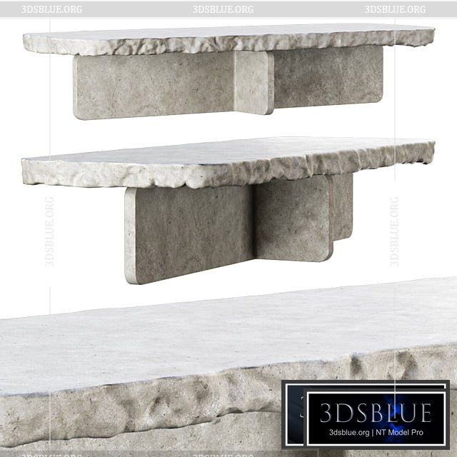 Richard concrete long table by Bpoint design \/ Concrete dining table 3DS Max - thumbnail 3