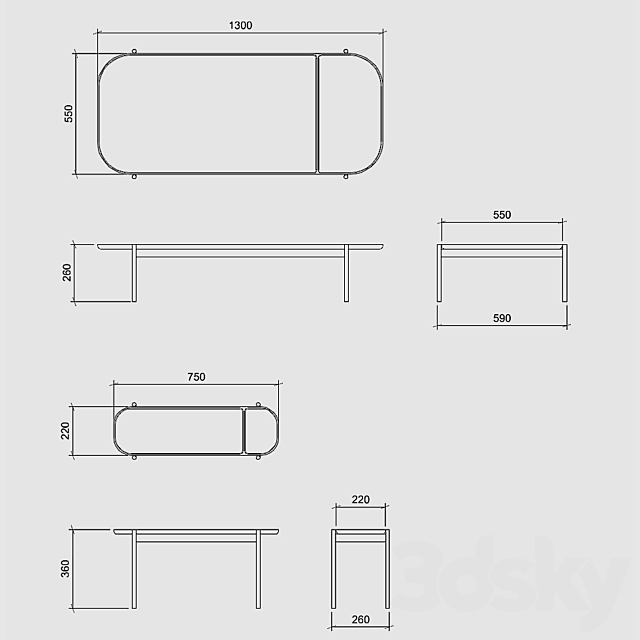 RILEY tables by Dare studio 3DSMax File - thumbnail 2