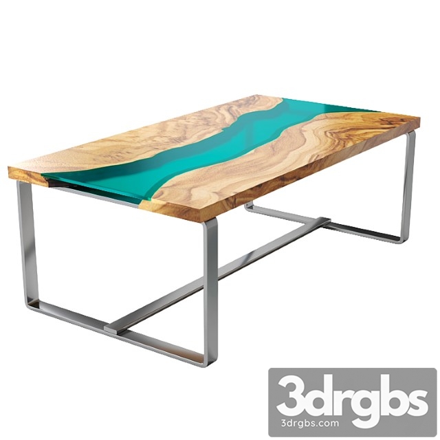 River Olive Wood Table 3dsmax Download - thumbnail 1