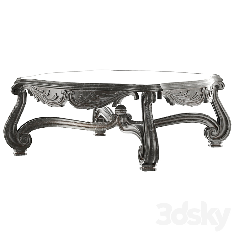 rococo middle coffee table 3DS Max Model - thumbnail 1