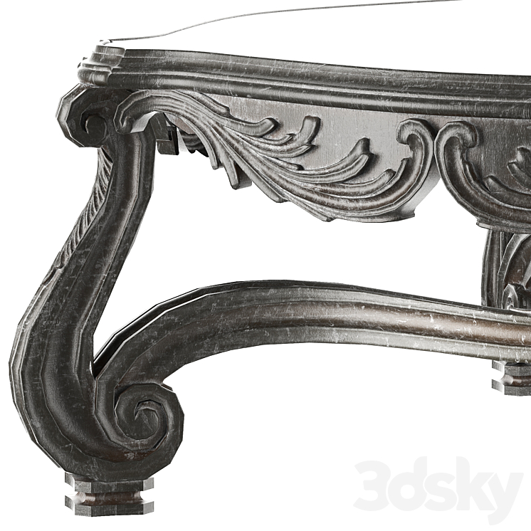 rococo middle coffee table 3DS Max Model - thumbnail 2