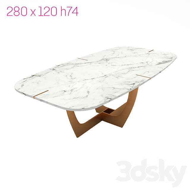 Romeo Baxter dining table. 3DS Max Model - thumbnail 2