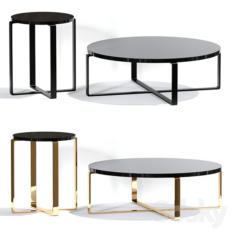 Rosa Round Marble Coffee Table And Sofa Table 3DS Max - thumbnail 1