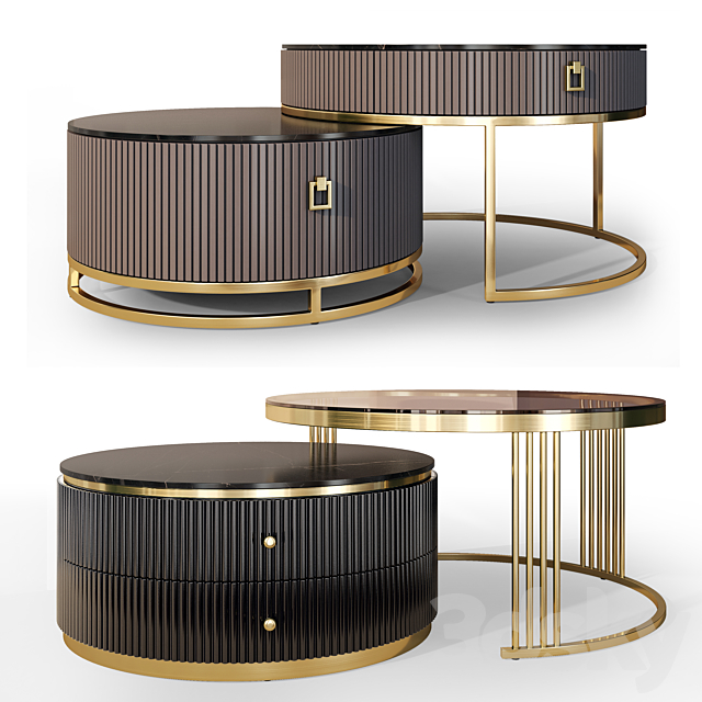 Round coffee table Art Deco Decor Diva 3ds Max - thumbnail 2