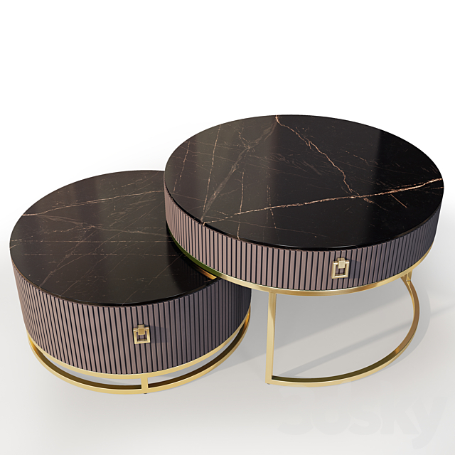 Round coffee table Art Deco Decor Diva 3ds Max - thumbnail 3