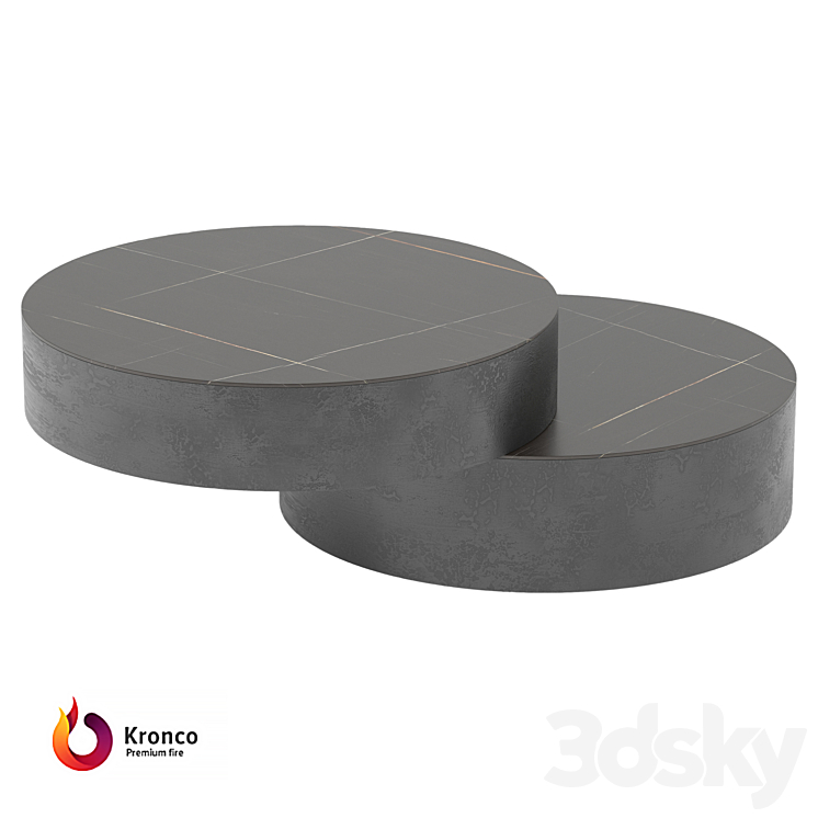 Round coffee table made of Kronco Duet porcelain stoneware 3DS Max - thumbnail 1