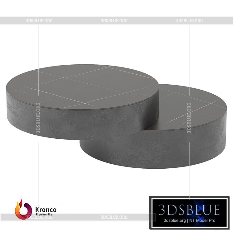 Round coffee table made of Kronco Duet porcelain stoneware 3DS Max - thumbnail 3