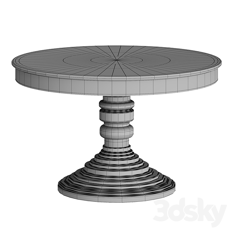 Round dining table in classic style 3DS Max - thumbnail 2