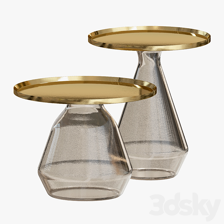 round glass side table 3DS Max Model - thumbnail 1