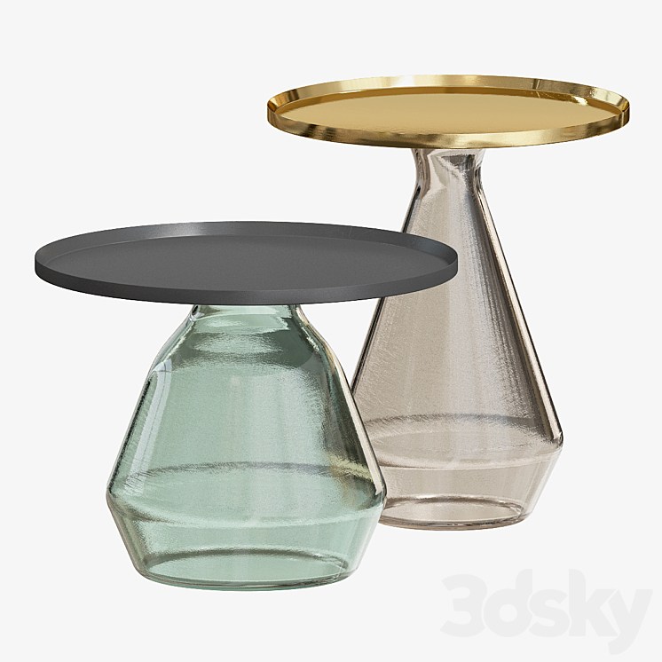 round glass side table 3DS Max Model - thumbnail 2