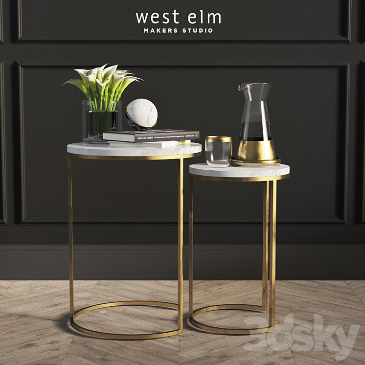 Round Nesting Side Tables Set West Elm 3DS Max - thumbnail 1