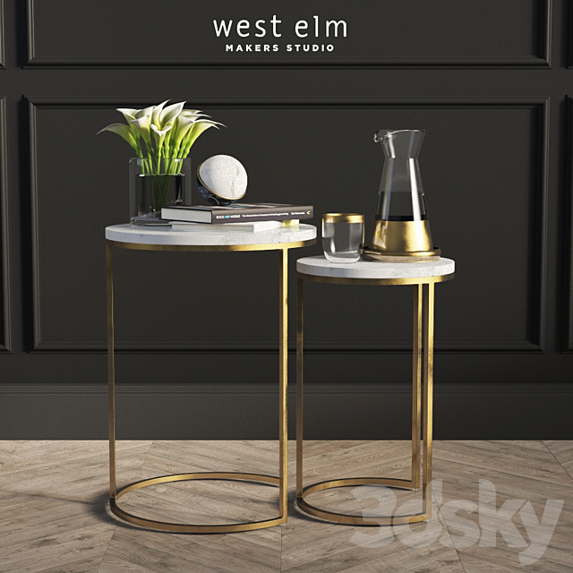 Round Nesting Side Tables Set West Elm 3DSMax File - thumbnail 1