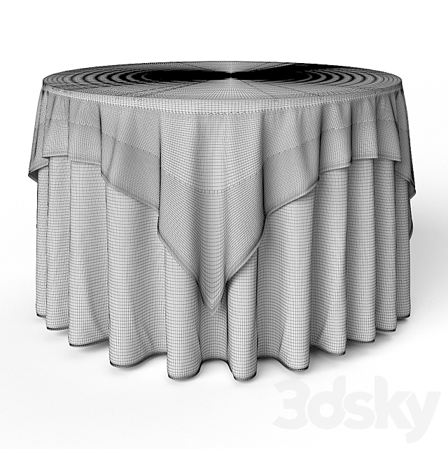 Round Tablecloth Oriental Restaurant 3DS Max Model - thumbnail 3