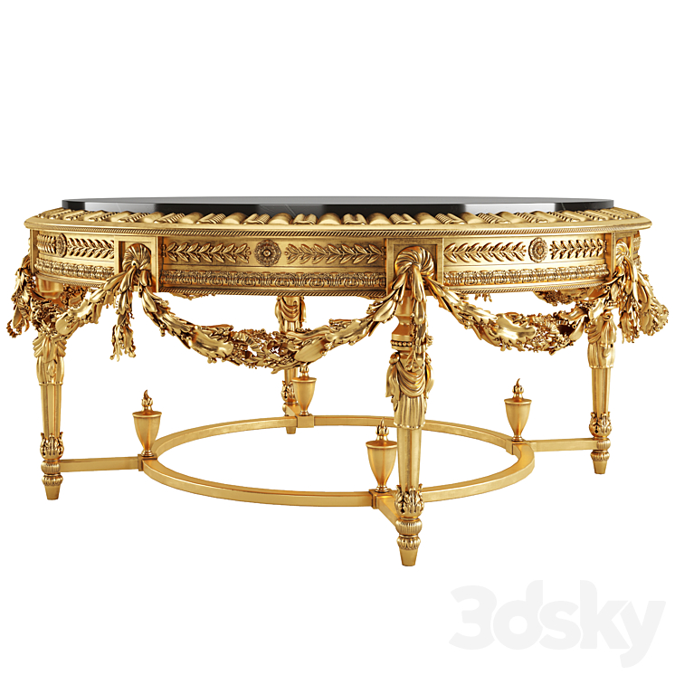 Round Tisserant Coffee Table in Bronze Classic Style 3DS Max Model - thumbnail 1