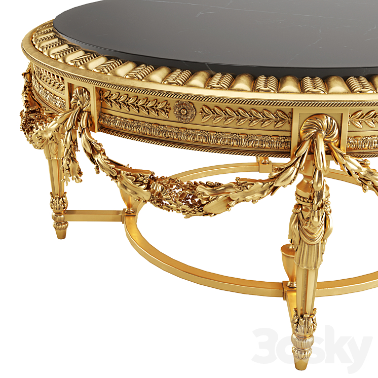 Round Tisserant Coffee Table in Bronze Classic Style 3DS Max Model - thumbnail 2