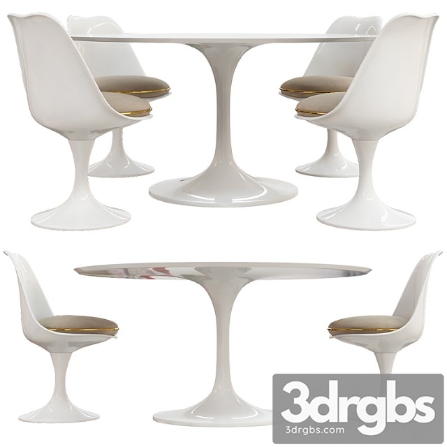 Saarinen Tulip Table Chairs 3dsmax Download - thumbnail 1