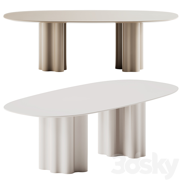 Saba Italia Teatro Magico Oval Table Separate bases 3ds Max - thumbnail 1