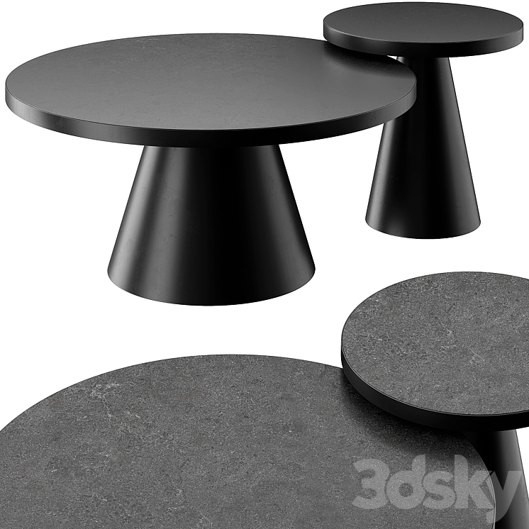 SALONTAFEL LEEDS ROND – ZWART KERAMIEK COFFEE AND SIDE TABLE 3DS Max Model - thumbnail 1