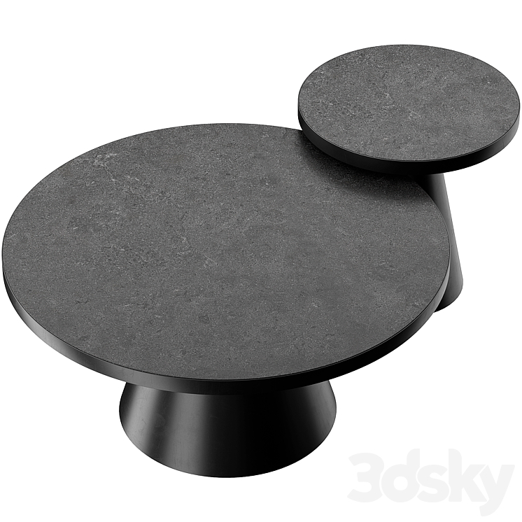 SALONTAFEL LEEDS ROND – ZWART KERAMIEK COFFEE AND SIDE TABLE 3DS Max Model - thumbnail 2