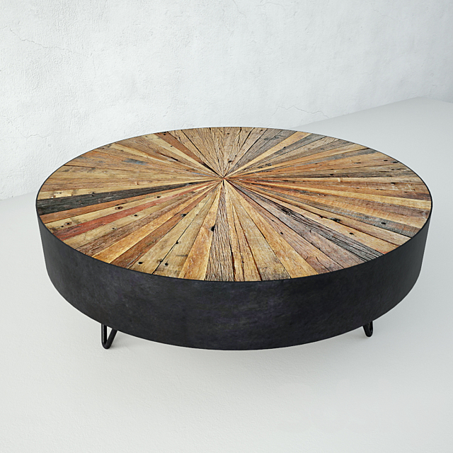 Salvaged Round Pinwheel Coffee Table 3DS Max Model - thumbnail 2