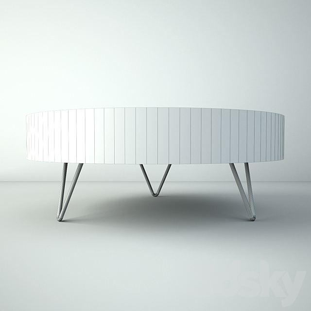 Salvaged Round Pinwheel Coffee Table 3DS Max Model - thumbnail 5