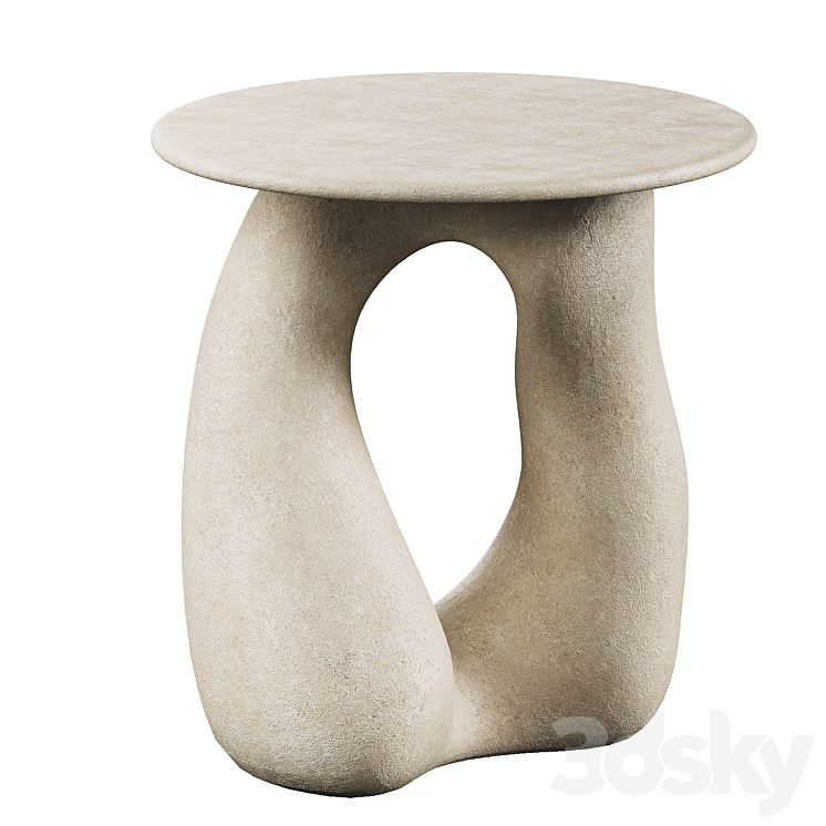 Sandstone Gabrielle Side Table Handsculped by Hermine Bourdin 3DS Max - thumbnail 1