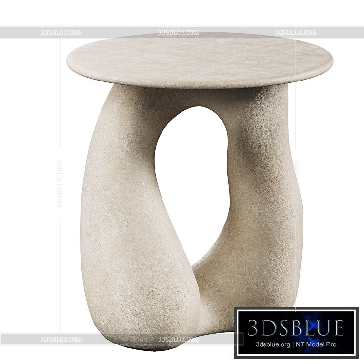 Sandstone Gabrielle Side Table Handsculped by Hermine Bourdin 3DS Max - thumbnail 3