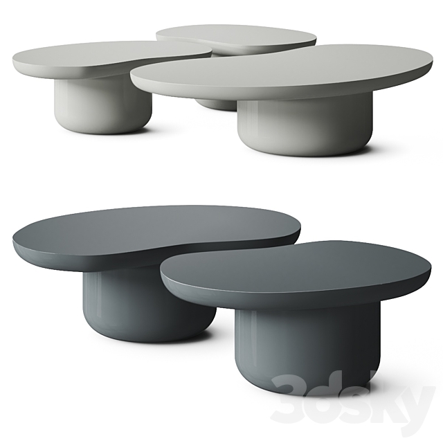 Secolo Laghi Monochrome Coffee Tables 3ds Max - thumbnail 2