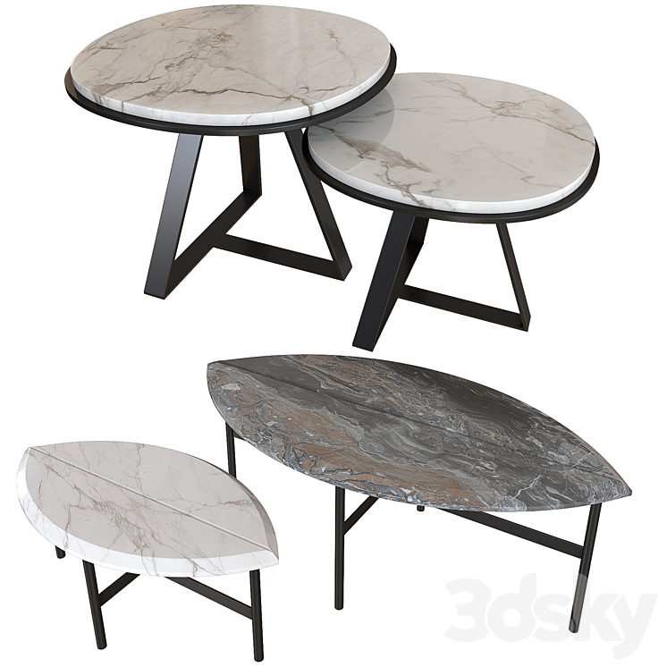 Set coffee table 003. BOOK ONE & TWO. Meridiani JUDD 3DS Max - thumbnail 1