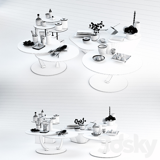 Set coffee tables Sattelan Italia 5 3DS Max Model - thumbnail 3