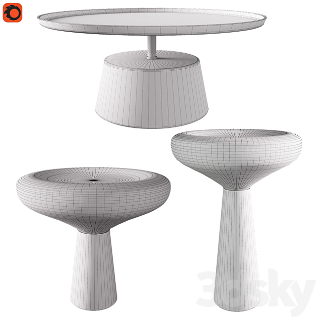 Set of coffee tables 3DS Max Model - thumbnail 4