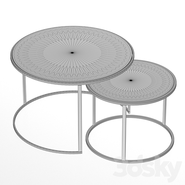 Set of coffee tables in marble BLACK MARQUINA 3DS Max Model - thumbnail 2