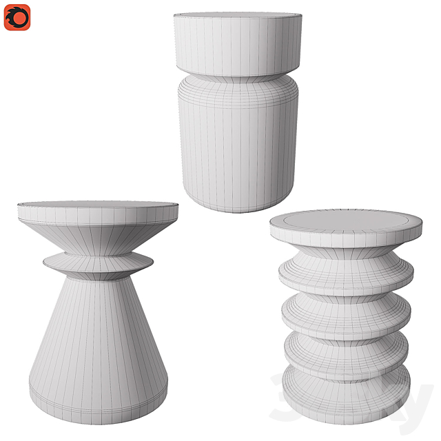 Set of coffee tables Thilde Alban Sujua 3DS Max Model - thumbnail 5