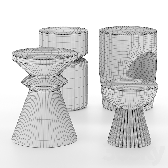 Set of side tables 01 3DSMax File - thumbnail 4