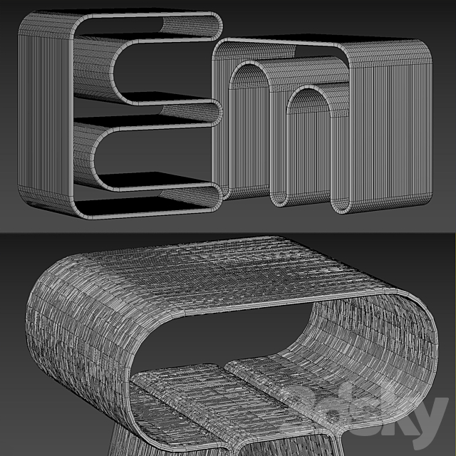 Set of tables EBURET 1 3DS Max Model - thumbnail 3