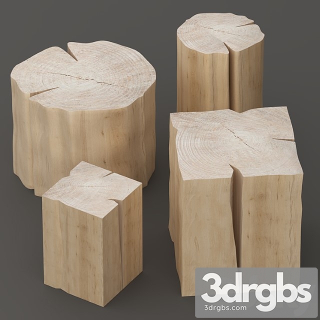 Set of tables from stumps. 2 3dsmax Download - thumbnail 1