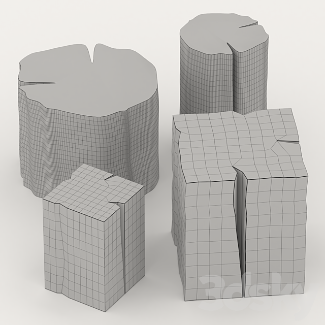 Set of tables from stumps. 3DSMax File - thumbnail 3