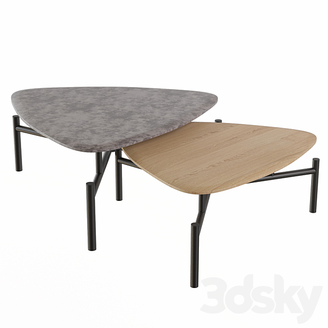 Set of two coffee tables Fin Natural beech and Concrete INMYROOM 3DSMax File - thumbnail 1