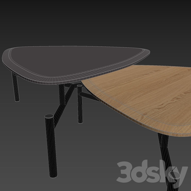 Set of two coffee tables Fin Natural beech and Concrete INMYROOM 3DSMax File - thumbnail 2