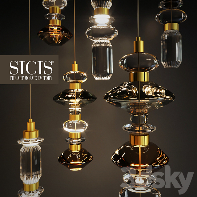 SICIS table and chandelier 3DSMax File - thumbnail 2