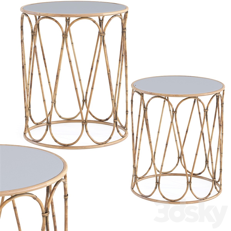 Side Table Bamboo Loop (2Set) 3DS Max - thumbnail 1