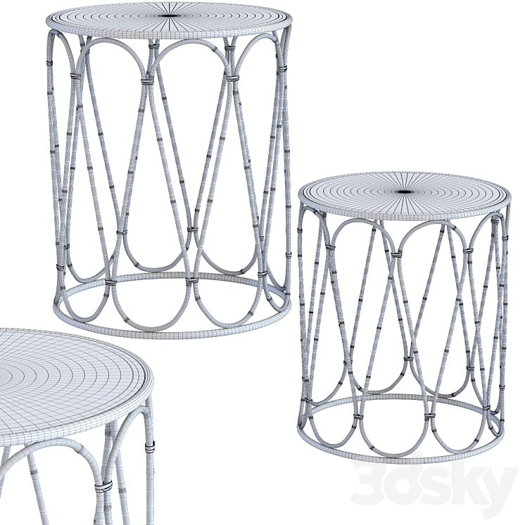 Side Table Bamboo Loop (2Set) 3DS Max - thumbnail 2